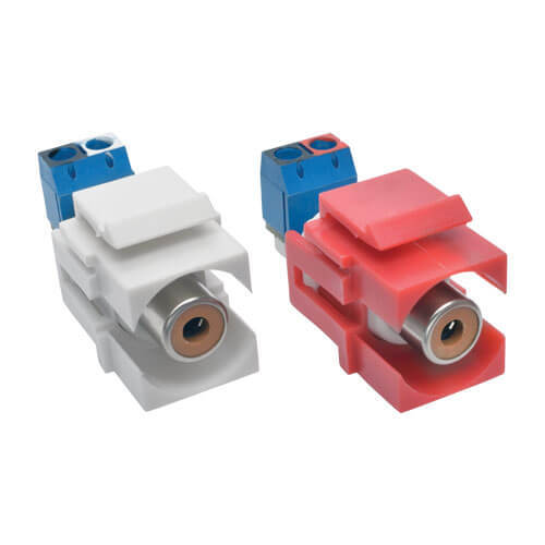 A050-000-ST-KJ RCA FEMALE AUDIO TO SCREW TERMINAL KEYSTONE JACK KIT RED/WHITE