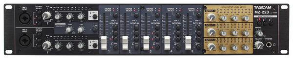 MZ-223 5 CHANNEL, 3 OUTPUT RACKMOUNT ZONE MIXER 5 RCA IN & 2 XLR INS / 2RU