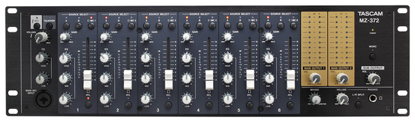 MZ-372 7-CHANNEL DUAL OUTPUT RACKMOUNT MULTI-ZONE MIXER, 12 SETS RCA + 6 MIC/LINE XLR INPUTS / 3RU