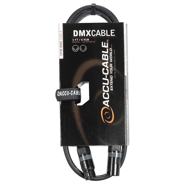 AC5PDMX3 3' 5 PIN DMX CABLE- 5-PIN MALE TO 5-PIN FEMALE