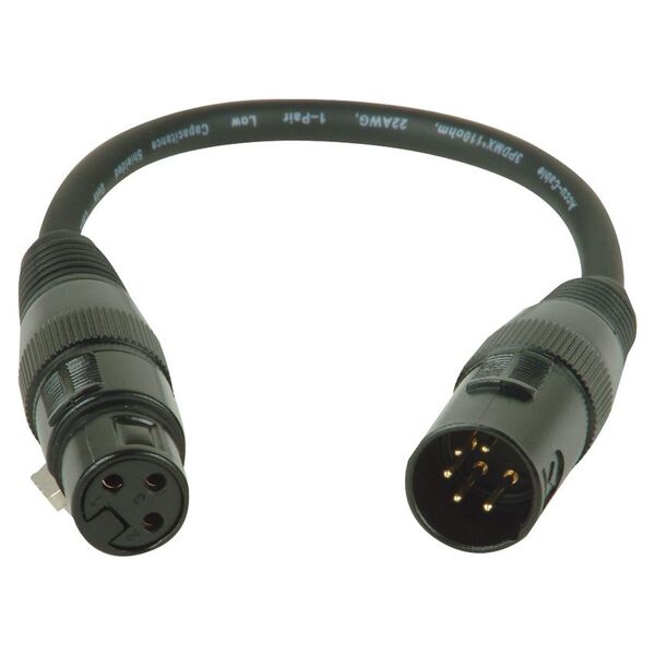 AC5PM3PFM ACCU-CABLE 5-PIN MALE XLR TO 3-PIN FEMALE XLR DMX JUMPER/ADAPTER CABLE