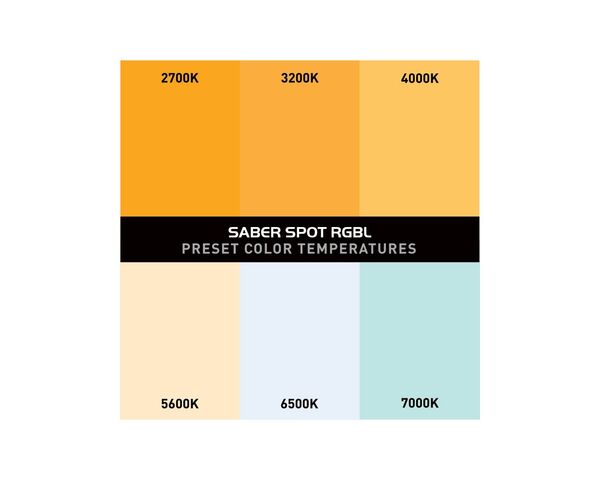 SAB673 SABER SPOT RGBL - 20W RGBL LED PIN SPOT, 5.7 DEG BEAM, BUILT-IN COLOR MACROS, DMX & RDM COMPLIANT
