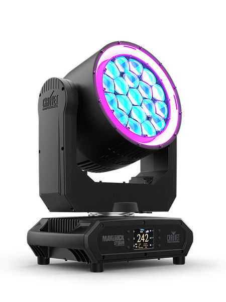 MAVERICKSTORM2BEAMWASH FULL FEATURED COMPACT IP65 BEAMWASH WITH (19) 50W RGBW LEDS, ZOOM DOWN TO 3.6 DEGREES,