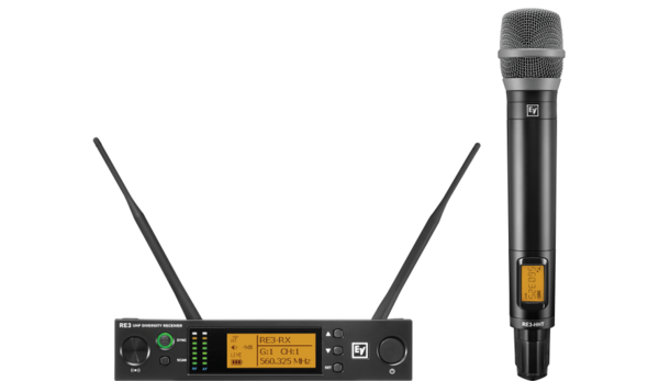 RE3-RE520-5H UHF WIRELESS HANDHELD SET FEATURING RE520 CONDENSER SUPERCARDIOID MICROPHONE HEAD, 560-596MHZ