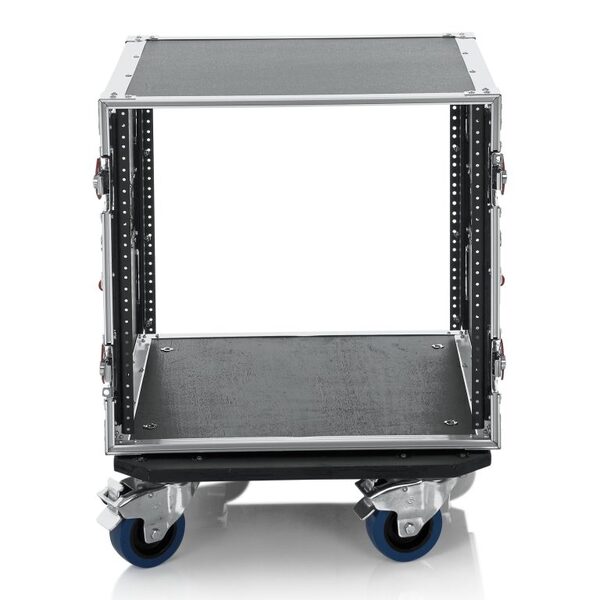 G-TOUR 10U CAST ATA WOOD FLIGHT RACK CASE / STANDARD ROAD RACK ; 10U; 17" DEEP; WITH CASTERS