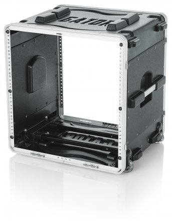 GRR-10L 10RU MOLDED PE RACK CASE; FRONT, REAR RAILS 19" DEEP; LOCKING, PULL HANDLE, RECESSED WHEELS