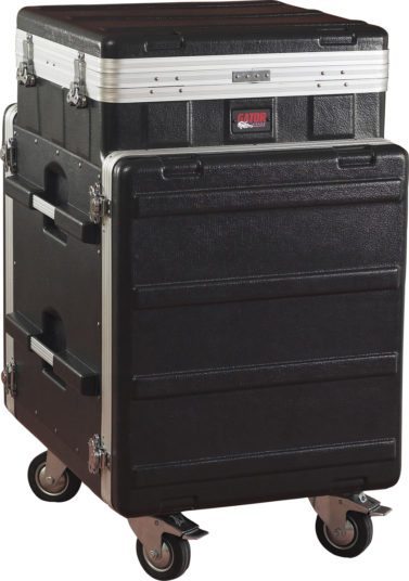 GRC-10X12 PU ATA MOLDED PE POP-UP CONSOLE RACK; 10U TOP; 12U BOTTOM; W/ CASTERS