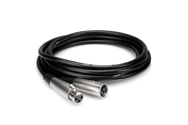 MCL-120 MICROPHONE CABLE, HOSA XLR3F TO XLR3M, 20 FT (BLACK JACKET MIC CABLE WITH SILVER XLR CONNECTORS)