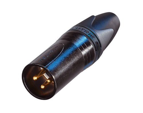 WHI-NC3MXX-B CONNECTOR - XLR - NEUTRIK, MALE INLINE, 3 PIN, BLK/GOLD