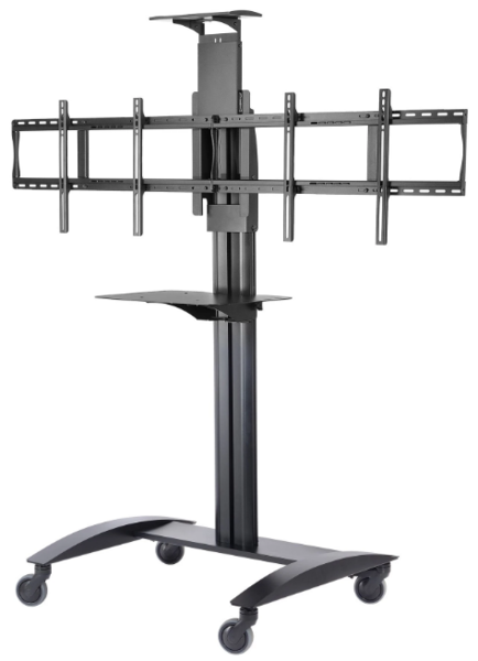 SR555M VIDEO CONFERENCE CART W/METAL SHELF FOR TWO 40" TO 55" DISPLAYS