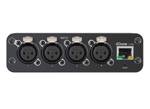 ANI4IN-XLR 4-INPUT, XLR CONNECTORS, MIC/LINE DANTE AUDIO NETWORK INTERFACE WITH PEQ AND AUDIO SUMMING