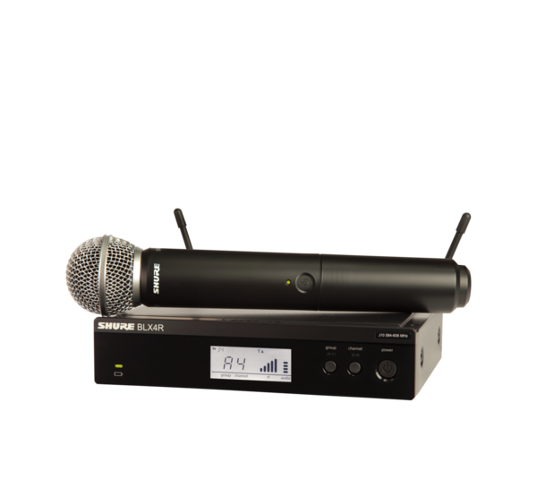 BLX24R/SM58-J11 BLX WIRELESS HANDHELD SYSTEM WITH SINGLE CHANNEL BLX4R RACKMOUNT RECEIVER, BLX2/SM58 HANDHELD MIC