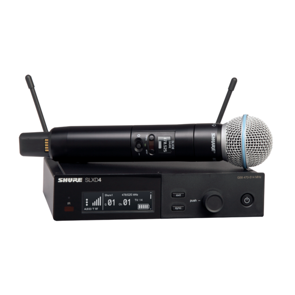 SLXD24/B58-J52 SLX-D WIRELESS VOCAL SYSTEM WITH SLXD4 RECEIVER AND SLXD2/BETA58 HANDHELD TRANSMITTER W/ BETA58 MIC