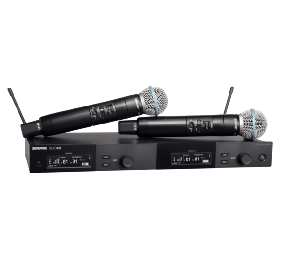 SLXD24D/B58-G58 DUAL SLX-D WIRELESS VOCAL SYSTEM: SLXD4 RECEIVER, (2)SLXD2/BETA58 HANDHELD TRANSMITTER W/BETA58 CAP