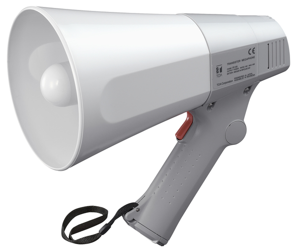 ER-520W MEGAPHONE SINGLE HAND GRIP STYLE  6W/10W MAX, INCLUDES WHISTLE TONE - WHITE/GRAY