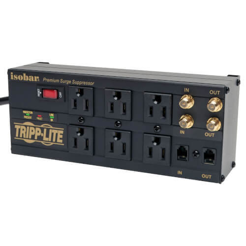 ISOBAR6DBS TRIPP LITE ISOBAR SURGE PROTECTOR METAL 6 OUTLET RJ11 COAX 6FT CORD 2850 JOULE