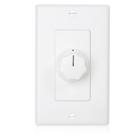 DELUXE DECORA PLATE MOUNTED 10W VOLUME CONTROL 3DB STEPS, WHITE &amp; IVORY PLATES &amp; KNOBS