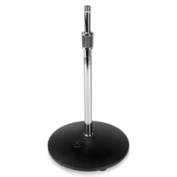 DRUM MIKING STAND 15&quot;-26&quot; (TABLE TO TOP OF THREADS) HEIGHT ADJUSTMENT- CHROME TUBE, BLACK ROUND BASE