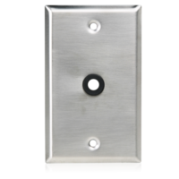 SINGLE GANG STAINLESS STEEL PLATE; 3/8” HOLE &amp; GROMMET