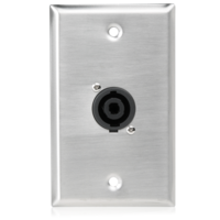 SINGLE GANG STAINLESS STEEL PLATE WITH (1) NL4MP 4 POLE SPEAKON-STYLE CONNECTOR