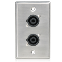 SINGLE GANG STAINLESS STEEL PLATE WITH (2) NL4MP 4 POLE CONNECTORS