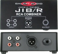 JIB/R RCA COMBINER - SUMS TWO STEREO RCA (CD OR TAPE PLAYERS) INTO ONE MONO XLR OR 1/4" OUTPUT