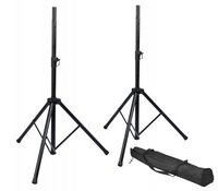 RI-SPKRSTDSET SET OF 2 SPEAKER STANDS & CARRY BAG:TRIPOD BASE W/ADJUSTABLE HEIGHT & SAFETY PINS/ WEIGHT CAP 110LBS