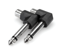 RIGHT-ANGLE ADAPTORS, RCA TO 1/4 IN TS, 2 PC
