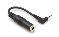 HEADPHONE ADAPTOR, 1/4 IN TRS TO RIGHT-ANGLE 3.5 MM, 6 IN