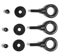 SET OF THREE M10 X 35MM FORGED SHOULDER STEEL EYEBOLTS (PRICED AND SHIPS AS A PACK OF 3 BOLTS)