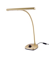 GOLD-COLORED LED PIANO LAMP,3000K,12 LEDS,2500 LUX,VARIABLE DIMMER SWITCH,FLEXIBLE GOOSENECK