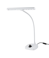 WHITE LED PIANO LAMP,3000K,12 LEDS,2500 LUX,VARIABLE DIMMER SWITCH,FLEXIBLE GOOSENECK (16.338&quot; LONG)