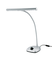 SILVER LED PIANO LAMP,3000K,12 LEDS,2500 LUX,VARIABLE DIMMER SWITCH,FLEXIBLE GOOSENECK(16.338&quot; LONG)