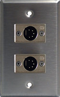 SINGLE GANG WALL PLATE WITH DUAL 5 PIN MALE DMX CONNECTORS