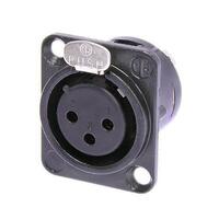 RECEPTACLE DL1 SERIES 3 PIN FEMALE - SOLDER CUPS- BLACK/SILVER