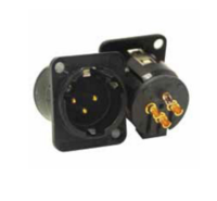 E Series 3 Pin XLR Male, Solder Contacts, Silver Pins / Black  Finish