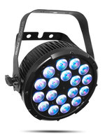 PAR POWERED BY 18 QUAD-COLORED RGBA LEDS IN A COMPACT & DURABLE HOUSING / INCLUDES PLIT YOKE BRACKET
