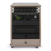 ELITE FURNITURE SERIES 12U ANGLED STUDIO RACK WITH LOCKING CASTERS – DRIFTWOOD GREY FINISH