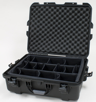 BLACK WATERPROOF INJECTION MOLDED CASE WITH INTERNAL DIVIDER SYSTEM, INTERIOR DIMS 22&quot; X 17&quot; X 8.2&quot;