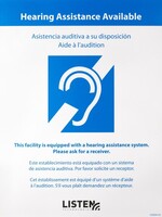 MULTI-LINGUAL ASSISTIVE LISTENING NOTIFICATION SIGN