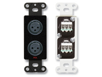 DUAL XLR 3-PIN FEMALE JACKS ON D PLATE - TERMINAL BLOCK CONNECTIONS - BLACK