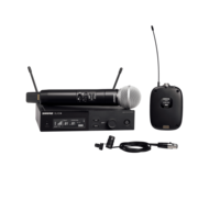 SLX-D WIRELESS COMBO SYSTEM WITH SLX4 RECV, SLXD1 BODYPACK, WL185 LAPEL,&amp; SLXD2/SM58 HANDHELD MIC