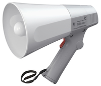 MEGAPHONE SINGLE HAND GRIP STYLE  6W/10W MAX, INCLUDES WHISTLE TONE - WHITE/GRAY